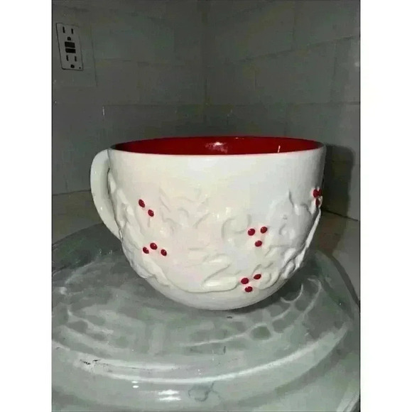Starbucks 2008 Coffee Mug Cristhmas Doves Holly Berry White Red - Picture 6 of 11